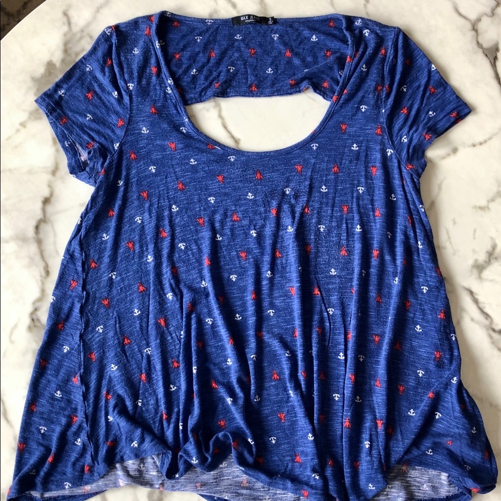 Max Jeans Flowy Anchor Lobster Open Back Top Small
